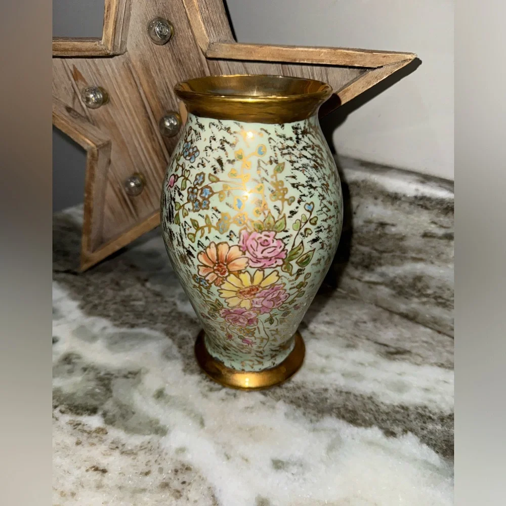 Vintage Japanese Floral Porcelain Vase